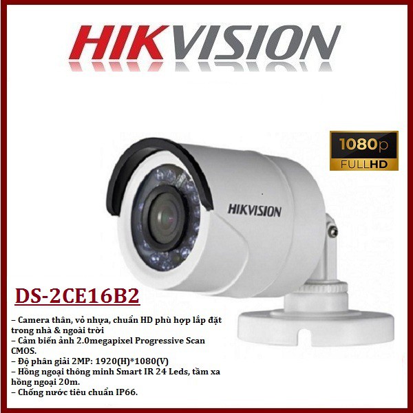 Camera HIKVISION DS-2CE56B2 , 16B2 , 16 DOT, 56DOT 2MP nhạy sáng cao ,hồng ngoại xa,chống ngược sáng - BH 24 THÁNG | BigBuy360 - bigbuy360.vn