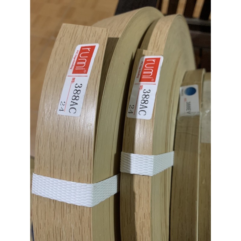 Nẹp chỉ nhựa PVC màu gỗ sồi- mã nẹp 388, kích thước 0,4mm và 1mm, bản 2cm và 4cm, nẹp chỉ dán viền cạnh mép tủ
