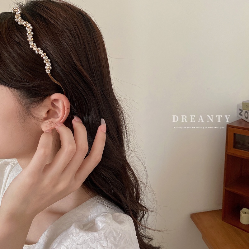 Băng Đô Cài Tóc Hai Lớp Hình Hoa Đính Đá Pha Lê Phong Cách Hàn Quốc Thời Trang Ngọt Ngào