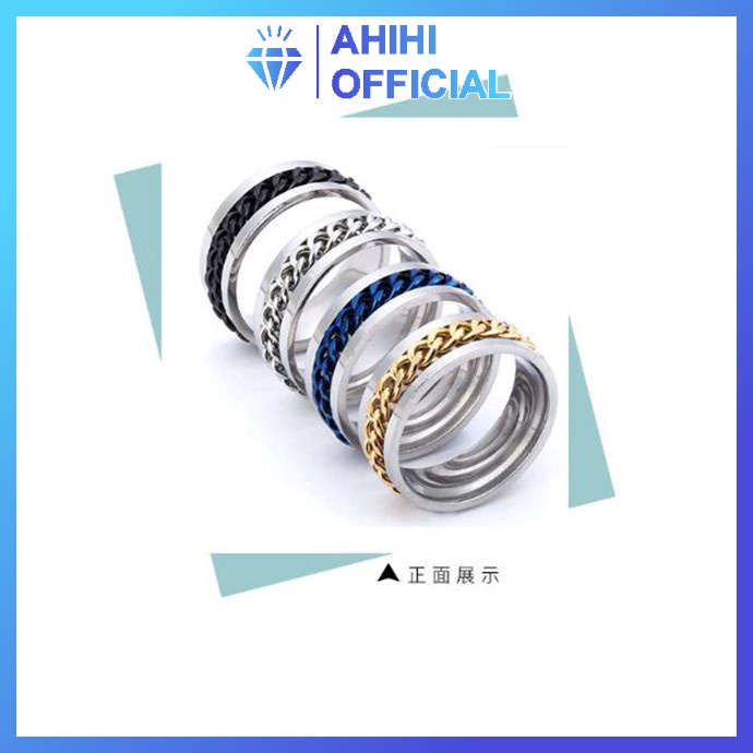 Nhẫn nam phối xích nhiều màu cao cấp thời trang không đen