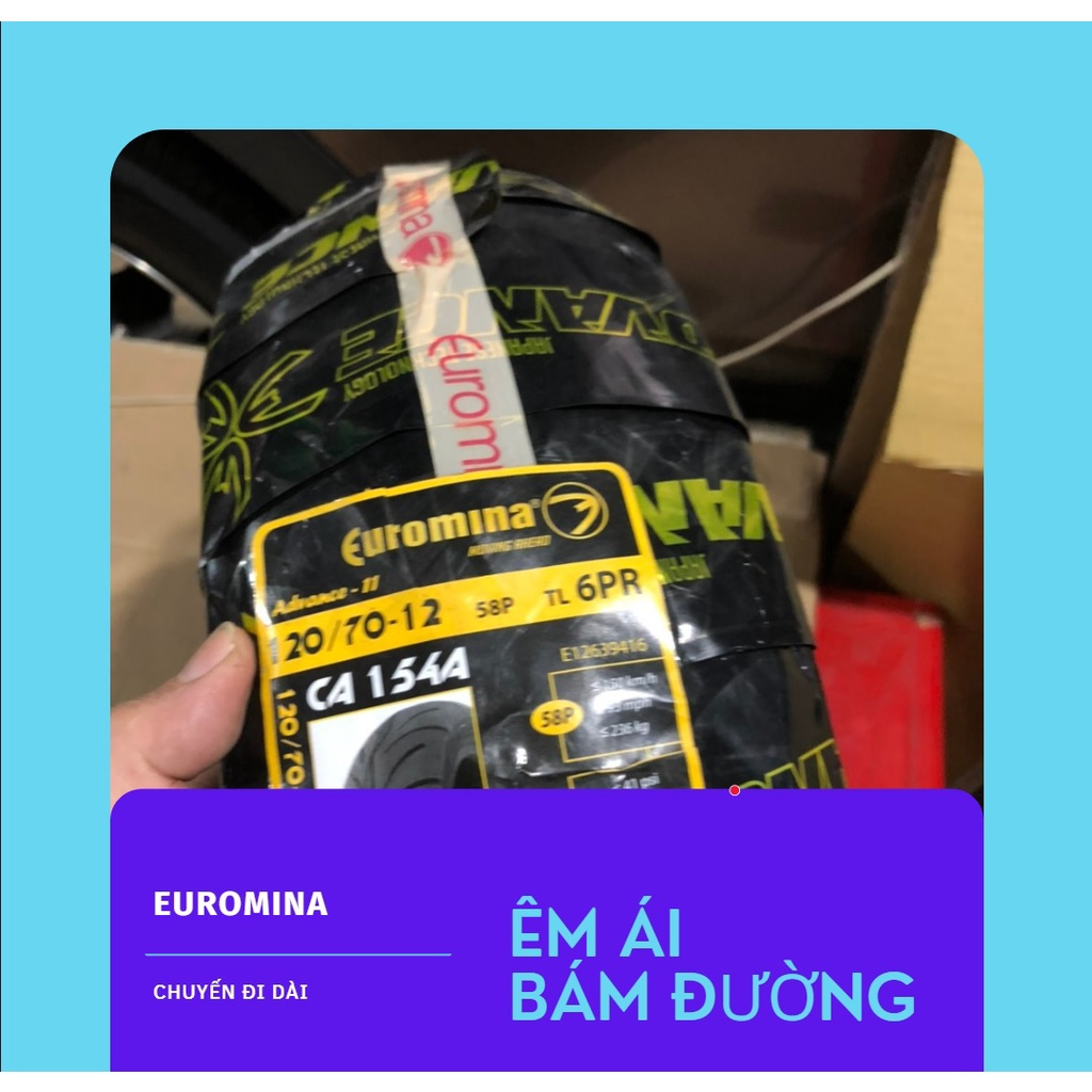 Lốp (vỏ) 120/70-12 Sau Xe Vespa LX , Vỏ Xe EUROMINA không dùng ruột