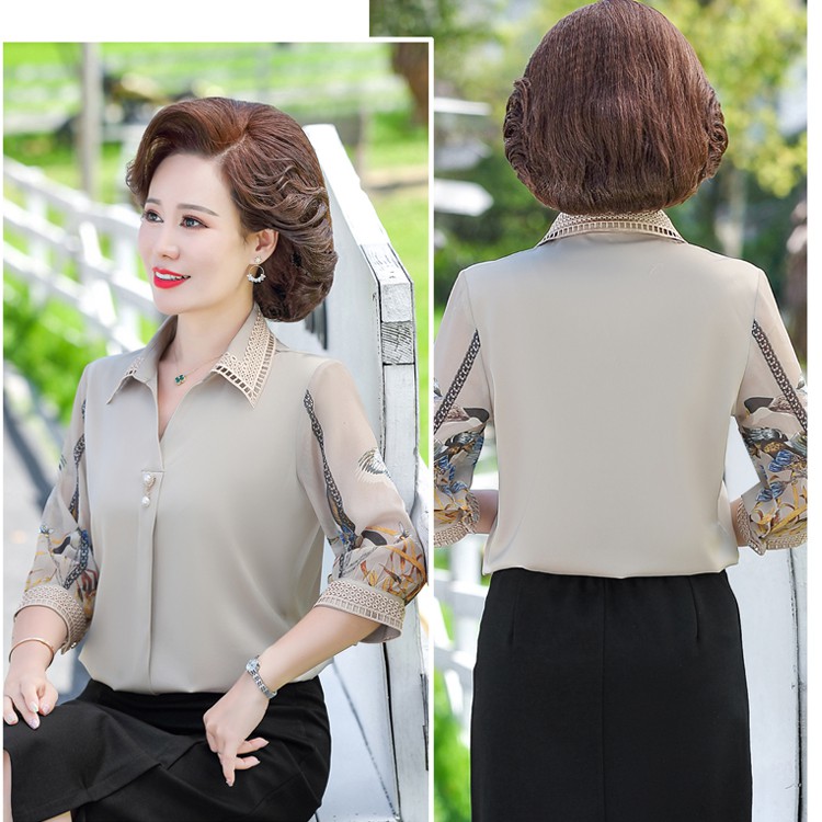 #C6036 AÓ SƠ MI LỤA QUẢNG CHÂU CAO CẤP CHO NGƯỜI TRUNG NIÊN, QUÀ TẶNG Ý NGHĨA CHO MẸ. CHẤT VẢI THOÁNG MÁT, SANG TRỌNG <3 | BigBuy360 - bigbuy360.vn