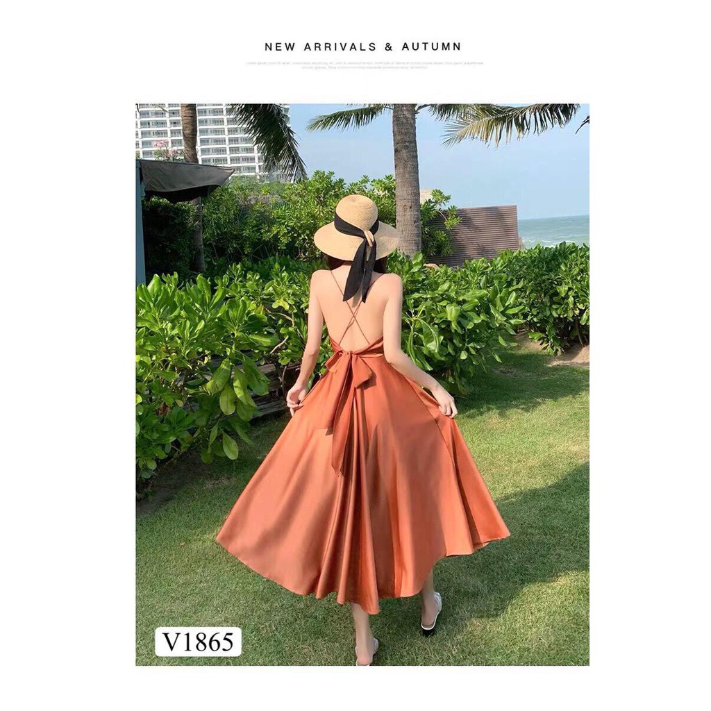 Váy cam maxi 2 dây lụa V1865 - MC phân phối chính thức