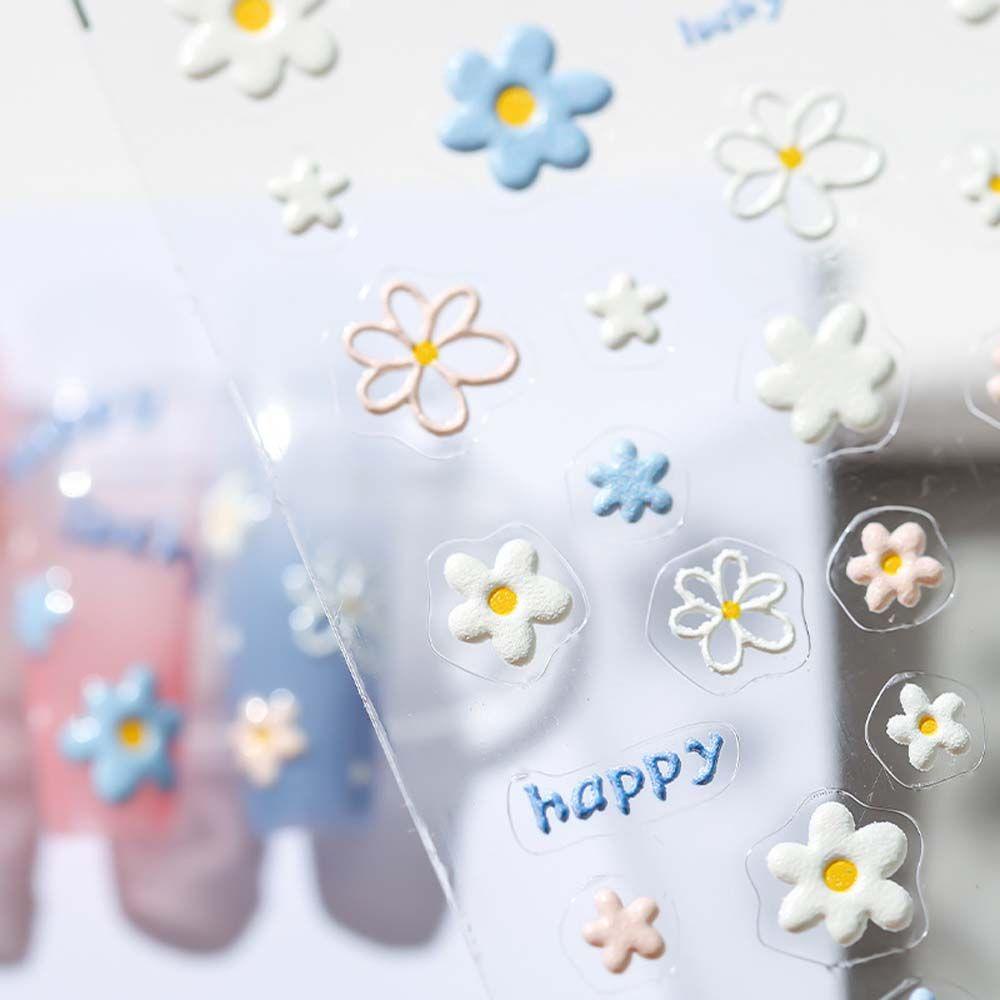 Miếng Dán Trang Trí Móng Tay 5D Hình Năm Cánh Thời Trang Xuân Hè