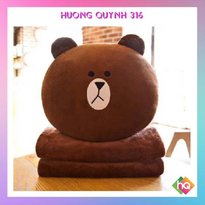 (HQ)Bộ Chăn Gối Gấu Bông Brown Chăn Gối Văn Phòng Gấu Brown 3in1( #Gối_Chăn_Ủ_Tay)