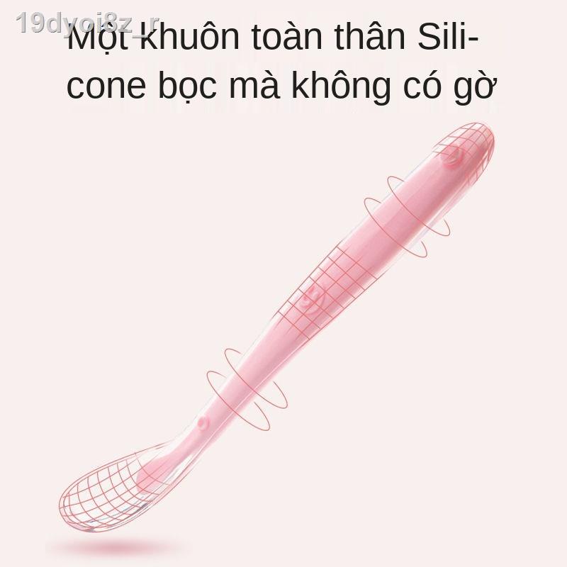 ℗☈Bé sơ sinh thìa silicone mềm thức ăn bổ sung trẻ em trái cây xay nhuyễn uống cảm biến nhiệt độ bộ đồ bát