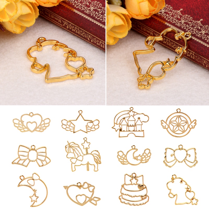 Sa Mặt Dây Chuyền 12 Kiểu Khung Kim Loại Làm Trang Sức Thủ Công