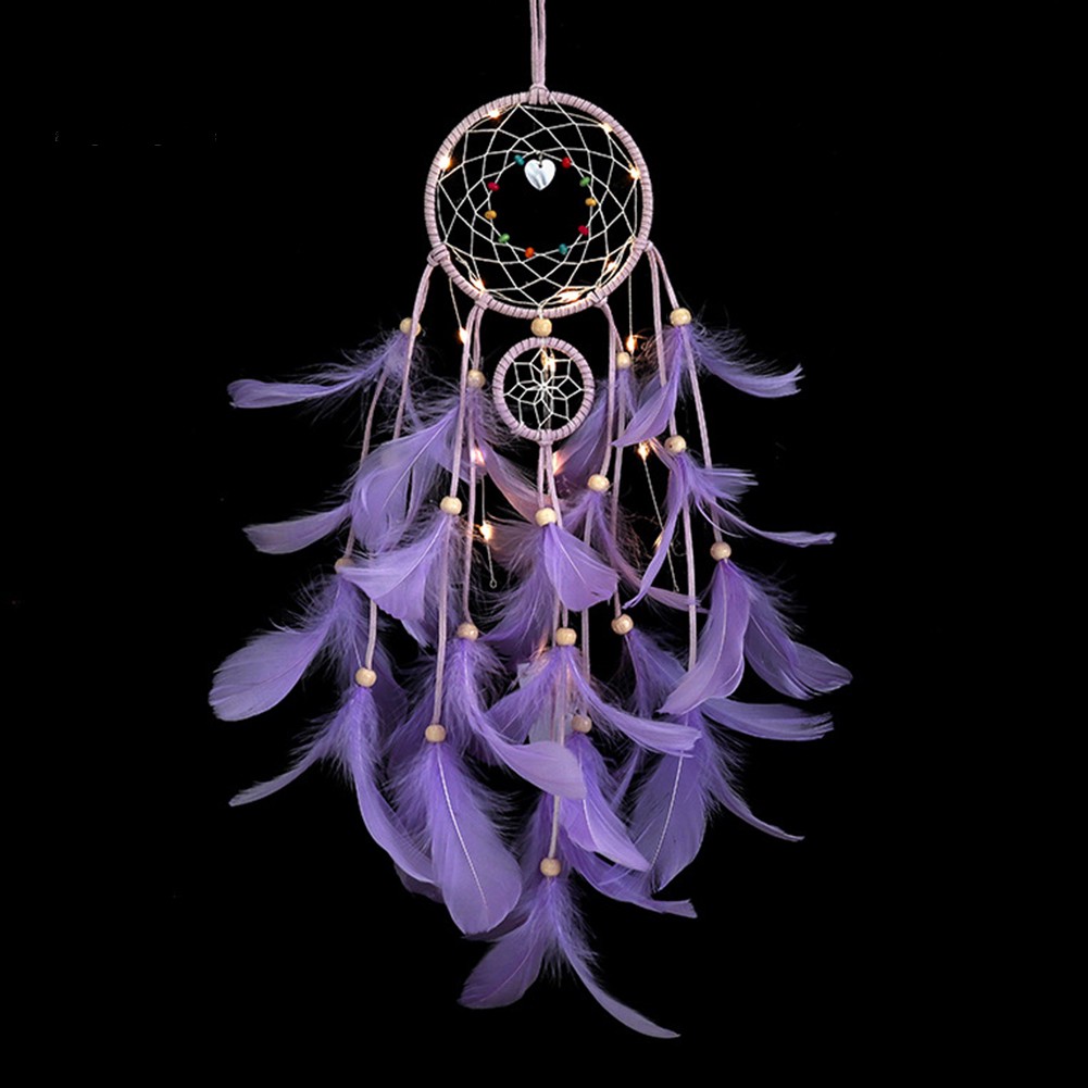 Dream Catcher có đèn LED/ không có đèn LED treo trang trí phòng ngủ