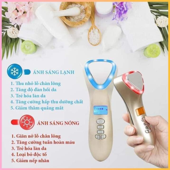 ( Đã xuống Hàng ) Máy Điện Di Tinh Chất Nóng Lạnh massage ion ánh sáng sinh học trẻ hóa da D002 - Đến Cho Bạn