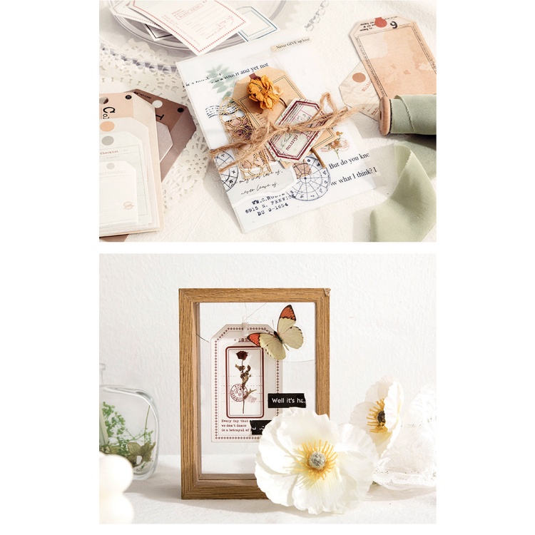 Peach 30Pcs Vintage tag tag message sticker pack Journal Scrapbook Decor Sticker