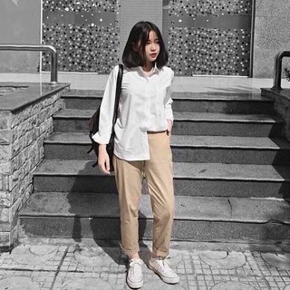 Áo sơ mi trắng nam nữ unisex