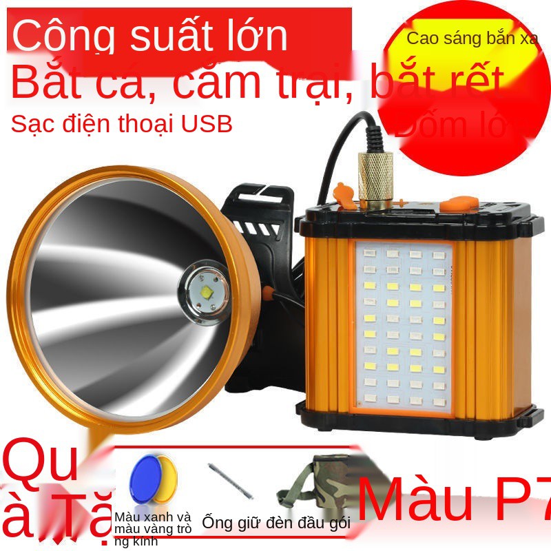 Đèn pha Santuo 10 pin lithium mạnh có thể sạc lại LED chiếu xa siêu sáng đội đầu của thợ mỏ ngoài trời thoát vị