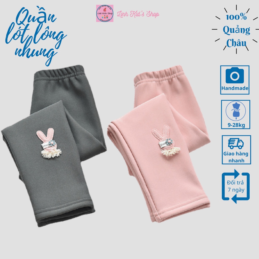 Quần legging lót lông nhung Quảng châu siêu ấm cho bé gái 9-28kg