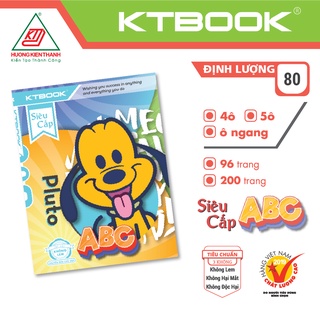 Gói 5 cuốn Tập Học Sinh Cao Cấp 200 trang 4 ô ly Siêu Cấp ABC KTBOOK giấy trắng không lem ĐL 80 gsm - 200 trang