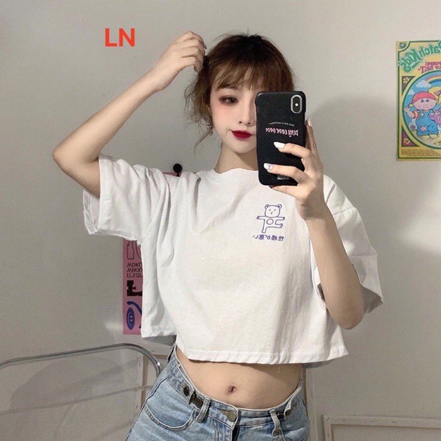 Áo croptop lô gô gấu LN12