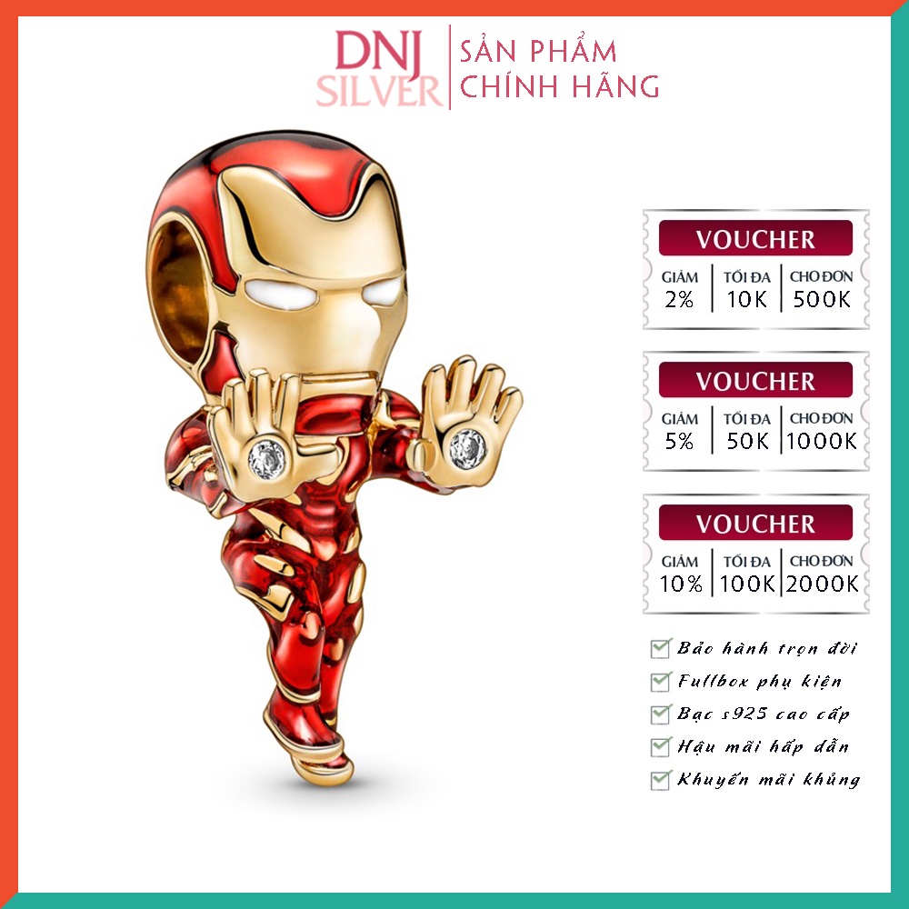 Charm bạc 925 cao cấp, hàng chuẩn bạc - Charm Marvel The Avengers Iron Man thích hợp để mix vòng tay charm - DN326