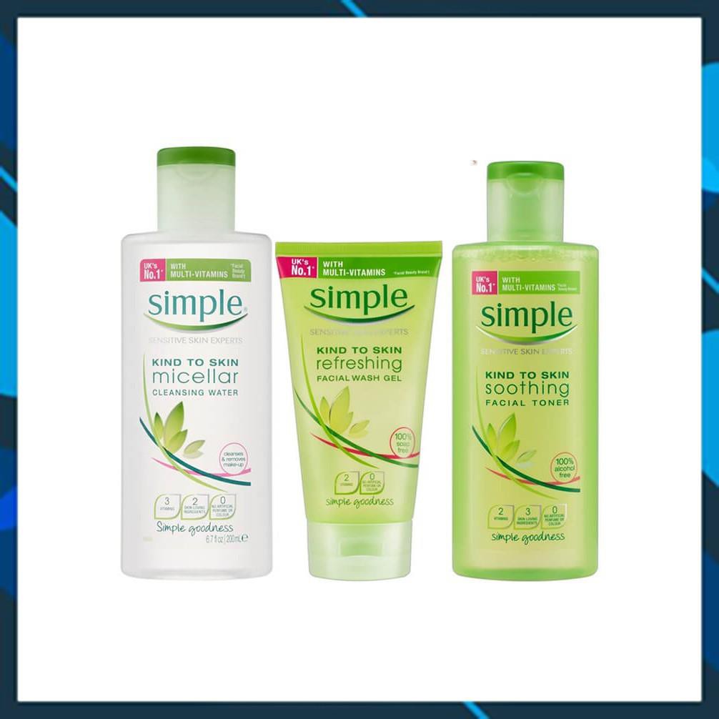 [ SIÊU SALE ]- COMBO LÀM SẠCH SIMPLE  SỮA RỬA MẶT + NƯỚC HOA HỒNG + TẨY TRANG ! | BigBuy360 - bigbuy360.vn