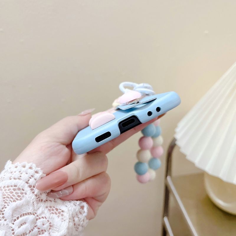 Ốp Samsung Z Flip 4 - Z Flip 3 - Z Flip3 - Flip4 5G chất da phối màu kèm bộ charm dễ thương và dây đeo tháo rời