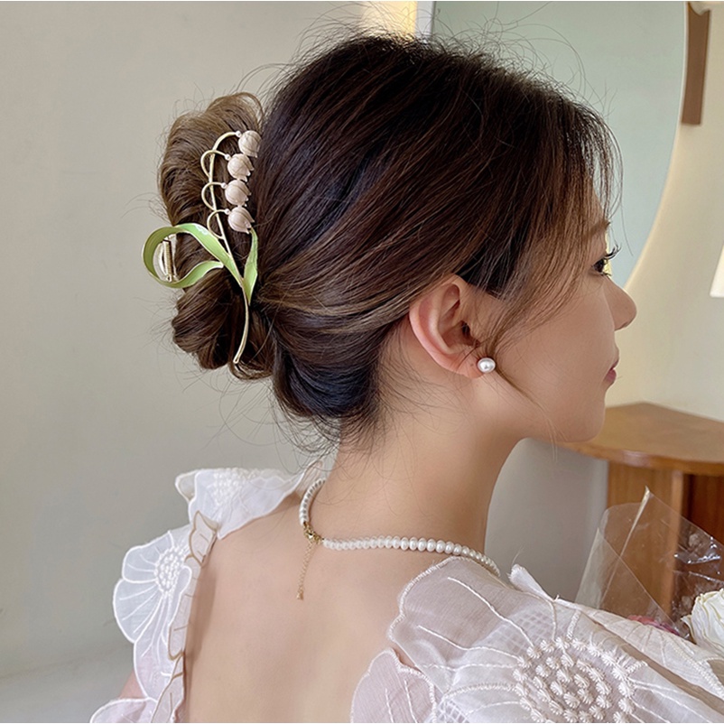 Kẹp Tóc Càng Cua Kim Loại Hình Hoa Lily Thời Trang Cho Nữ