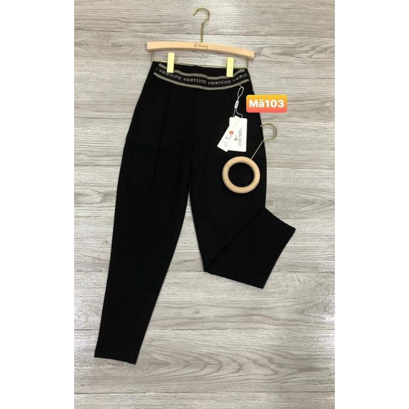 Quần baggy nữ cạp chun lưng cao vải co giãn Màu Đen Chất UMI hàn dáng thụng dài - Quần vải nữ cạp cao đi học Mặc công sở