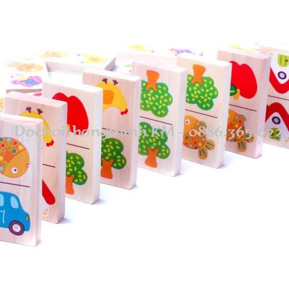 Bộ Domino tìm cặp giống nhau Domino Solitaire 28 thanh gỗ