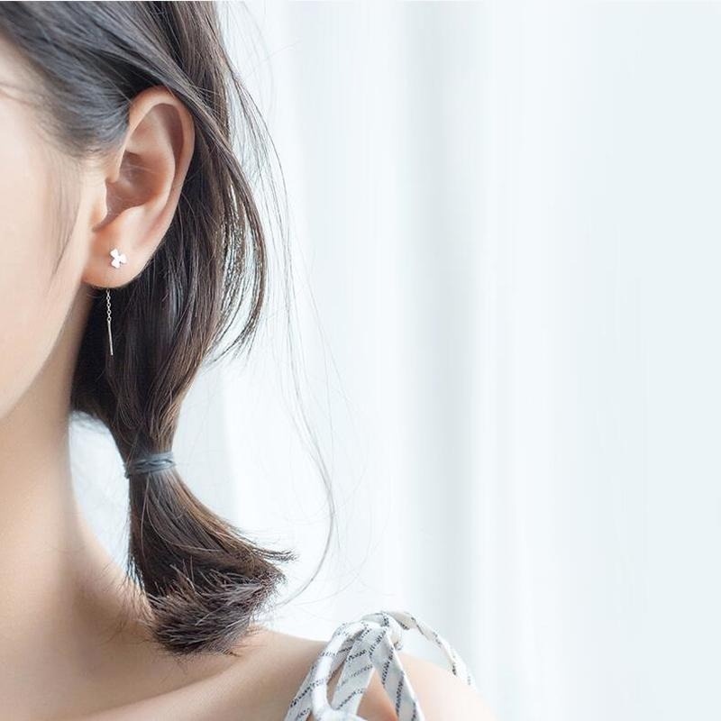 Đôi Khuyên Tai Bạc s925 Hình Cỏ Ba Lá May Mắn Thời Trang Cho Nữ