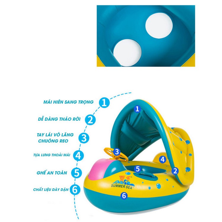 PHAO BƠM HƠI DẠNG THUYỀN CÓ MÁI CHE SWIMMING FLOAT