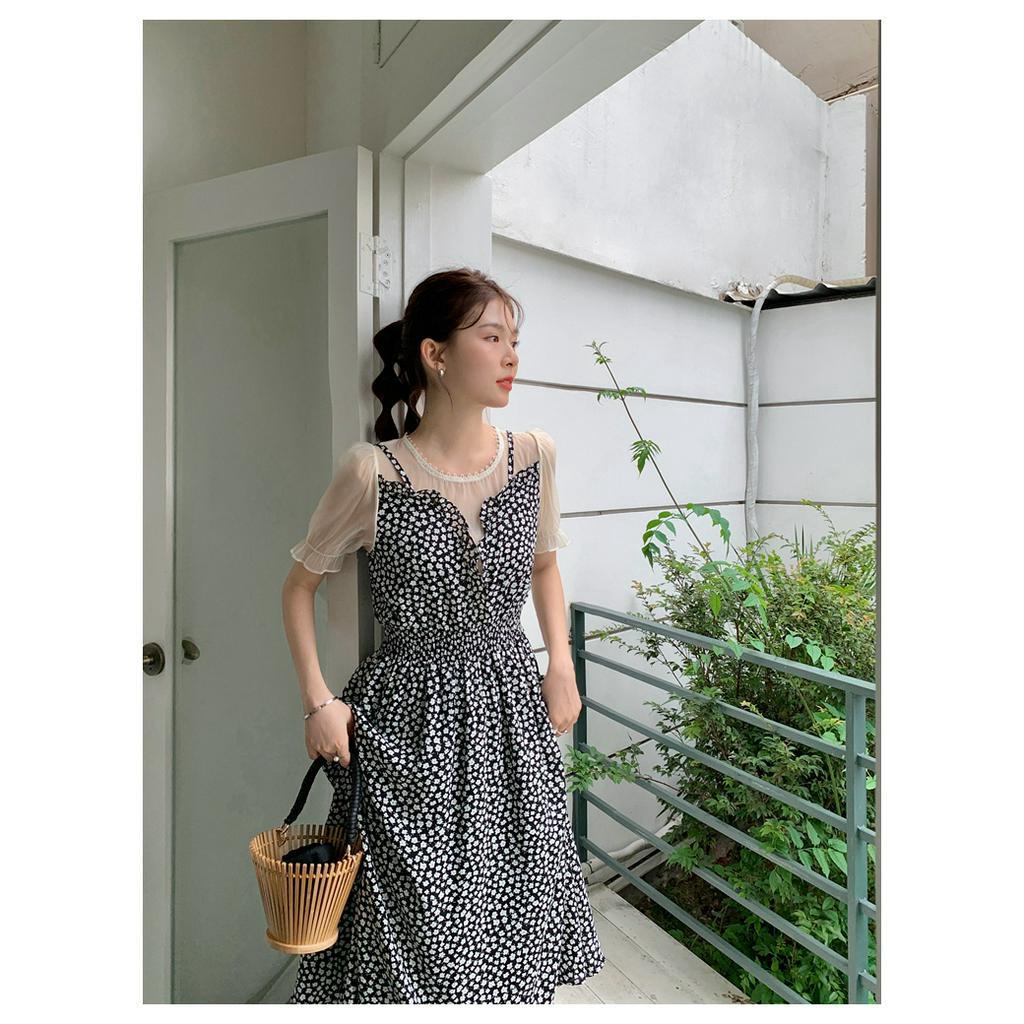 Đầm Voan Hoa Giả Hai Lớp Phong Cách Pháp Quý Phái 64197