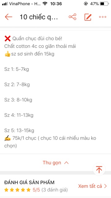 10 chiếc quần chục đùi cho bé trai/gái 5-15kg