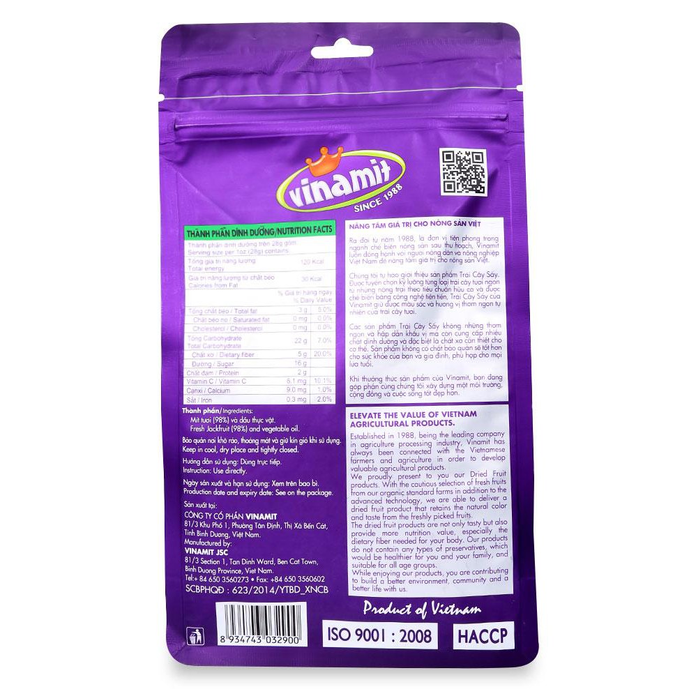 [ Yams Mart ] Mít Sấy Vinamit Gói 150G