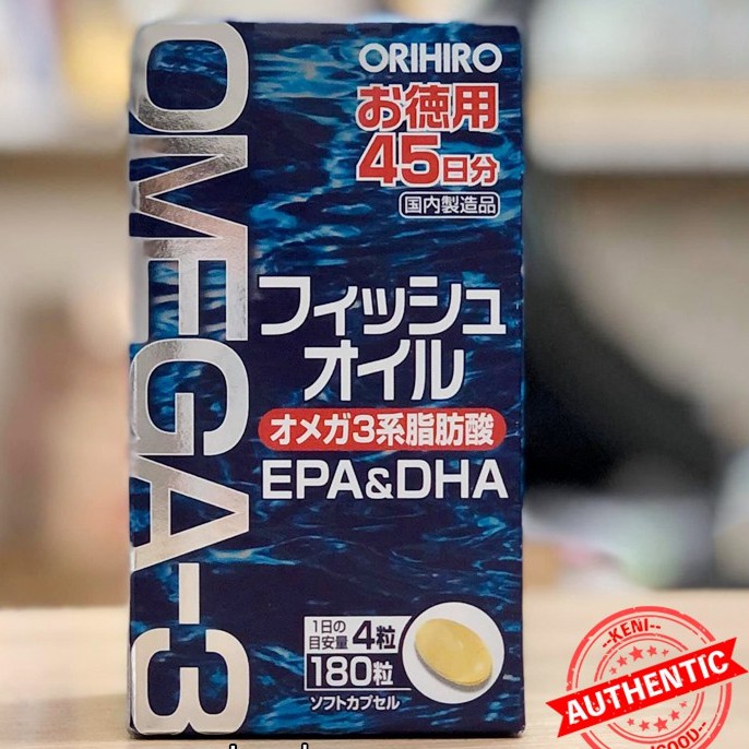 Dầu cá Omega 3 Orihiro fish oil, Omega 3 EPA & DHA Orihiro Nhật Bản hộp 180 viên