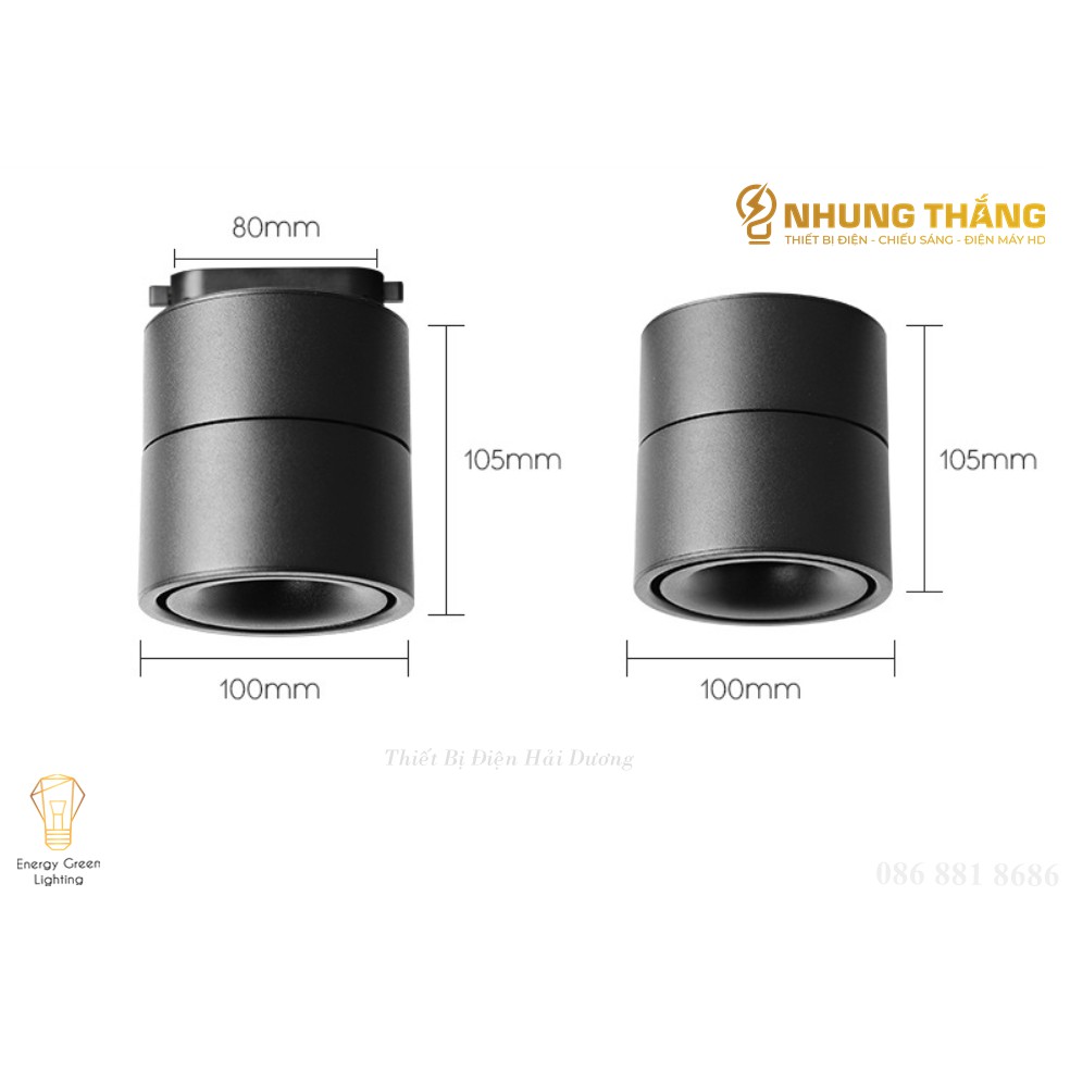 Đèn LED Ống Bơ 7w-10w - Xoay Góc Chiếu 360 Độ - Ánh Sáng Vàng - 2 Màu - Thân Nhôm Tản Nhiệt - Bảo Hành 12 Tháng