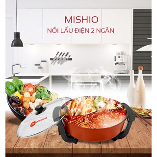 [ELHAP1 giảm tối đa 200K] Nồi lẩu điện 2 ngăn Mishio MK-112