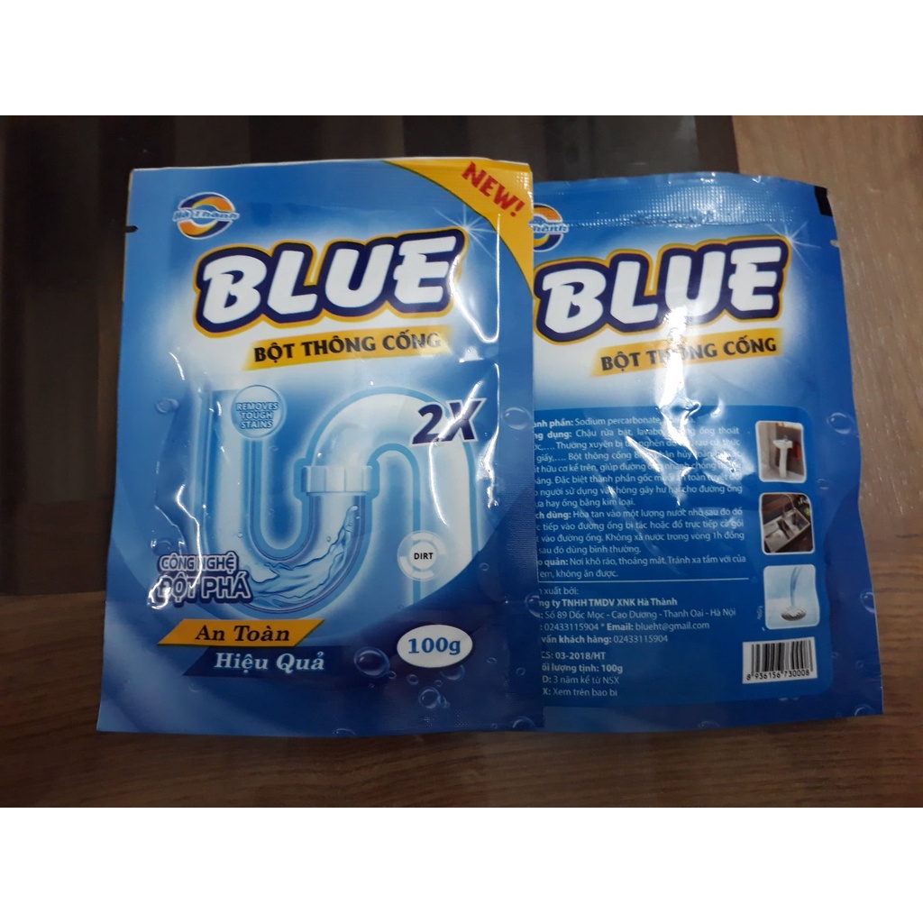 Bột thông cống Blue 100 g Siêu Mạnh đánh tan tắc nghẽn - Giải pháp cho Gia đình bạn