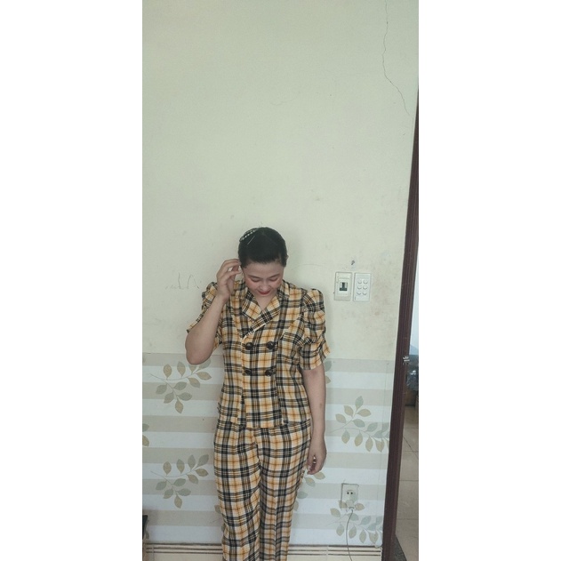 Sét bộ cổ vest phối nút siêu sang