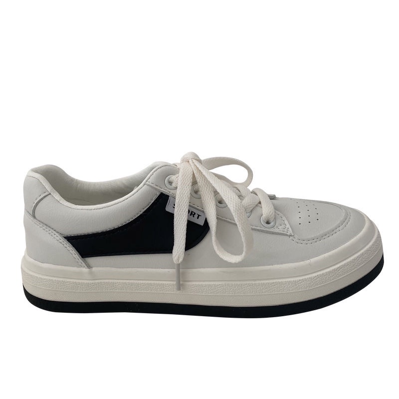 Giày Thể Thao Nữ SPORT Trắng Đen Cao 3cm Đế Bánh Mì Tăng Chiều Cao Phong Cách Ulzzang