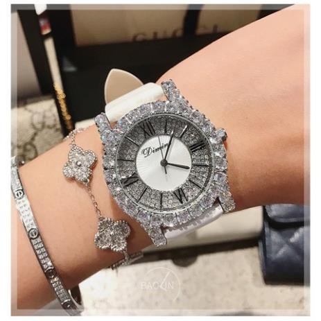 [SIÊU HOT] Đồng hồ nữ DIMINI chính hãng dây da mềm mặt nạm kim cương