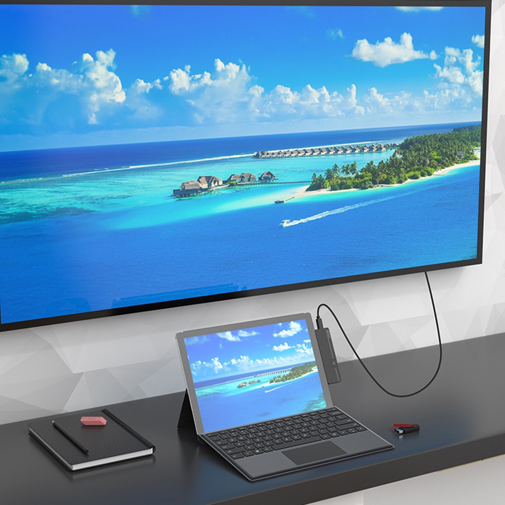 Dock Hub 7 Trong 1 Cổng USB C Hub Surface Pro 8 Pro 9 2022 Cho Microsoft Surface Pro X HDMI RJ45 Gigabit USB3.0 TF Card PD Type-C