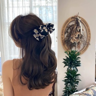 Dây cột tóc srunchies vải hoa cúc Hàn