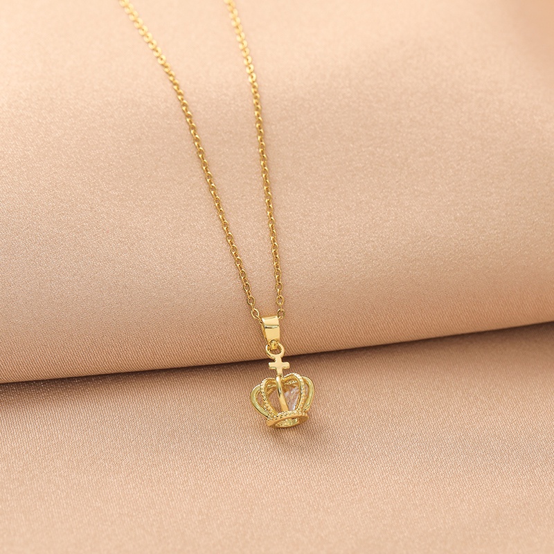 Vòng cổ thép titan JIUDUOLAN đính đá zircon tinh tế không phai màu thời trang thanh lịch cho nữ
