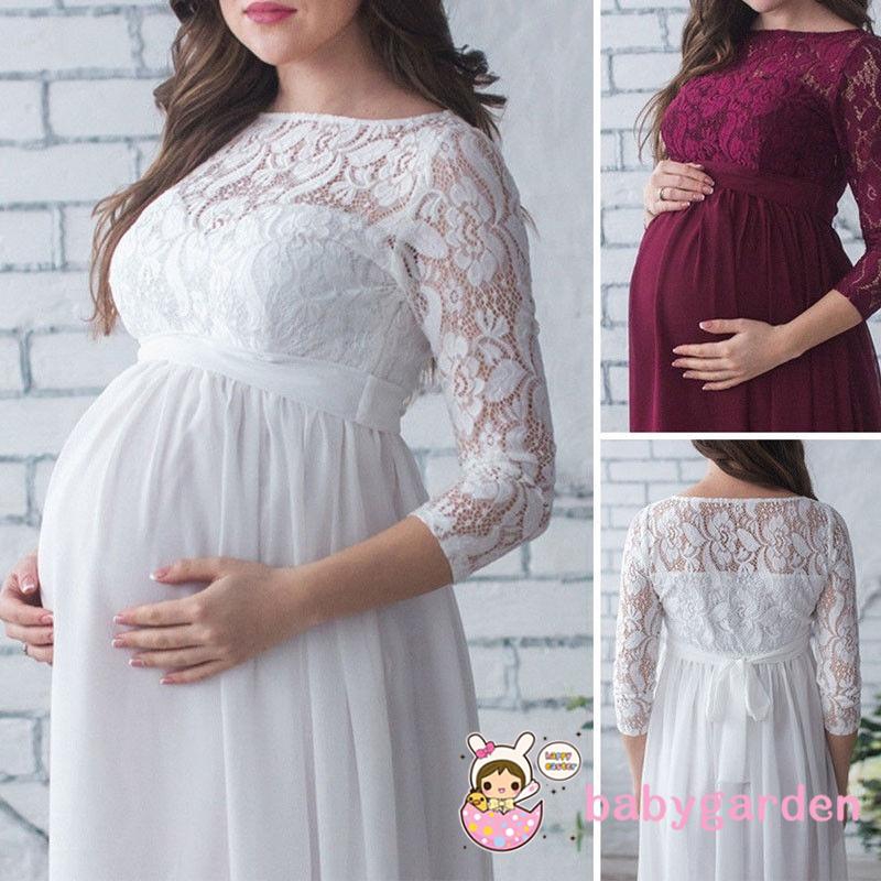 Váy ren dài cho bà bầu chụp ảnh
