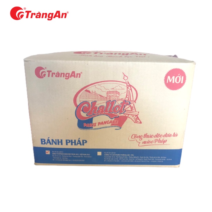 Thùng 8 hộp bánh Pháp Challot hỗn hợp 336g, nhân kem trái cây, thương hiệu Tràng An, hạn sử dụng 12 tháng