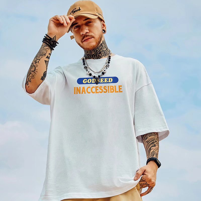 Áo Thun Tay Ngắn Dáng Rộng In Chữ Thời Trang Mùa Hè Cho Nam size M-8XL