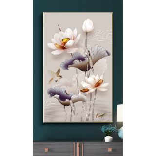 Tranh hoa sen PP kim sa tráng formex hiện đại TTC20405 - 50 x 80 cm