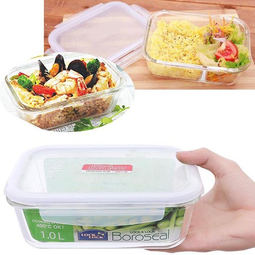 Hộp Thủy Tinh Hình Chữ Nhật Lock Lock LLG445 1Lít | BigBuy360 - bigbuy360.vn