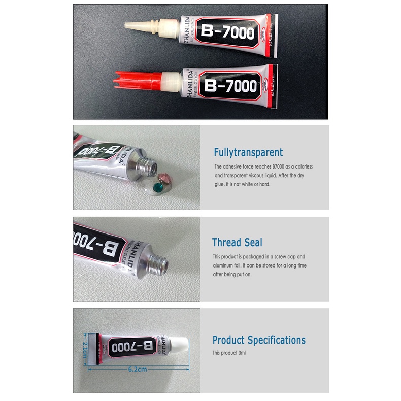 Keo dán màn hình điện thoại, tai nghe B7000 độ dính tốt, dán viền điện thoại, dung tích 3ml