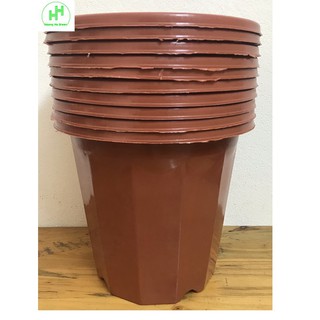 10 Châu Nhựa Trồng Hoa, Cây Cảnh Hình Tròn TRƯỜNG HẢI E300 Màu Đỏ