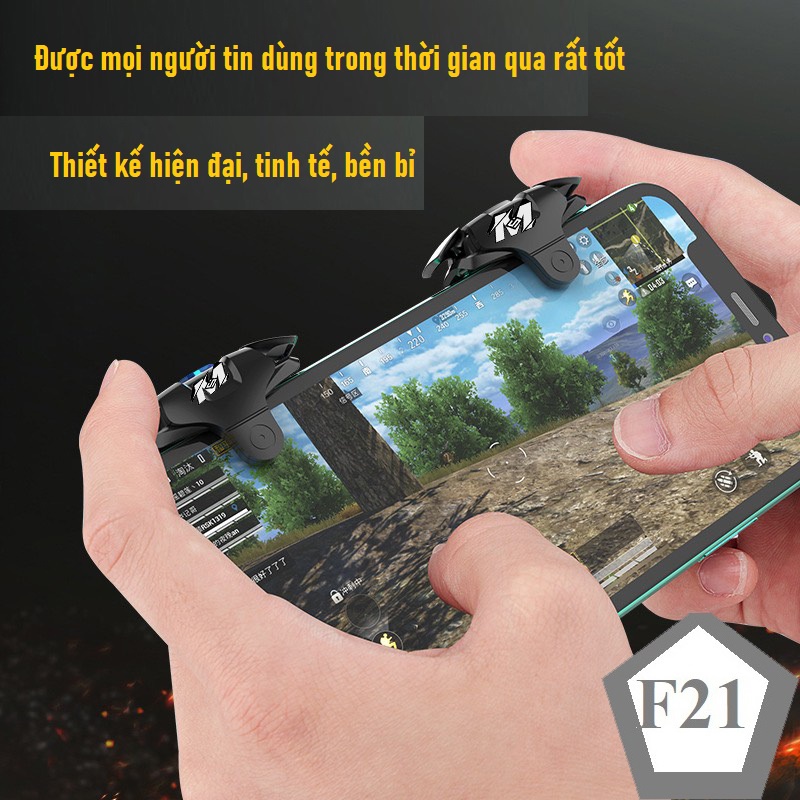 🆔Nút hỗ trợ bắn PUBG FF call of duty F21 Tặng 4 găng tay chơi game mobie, Nút bấm chơi game siêu nhạy- phụ kiện gaming