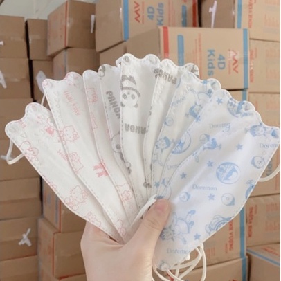 Khẩu trang KF94 trẻ em hoạ tiết  - MINH VƯỢNG - kháng khuẩn - chống bụi mịn