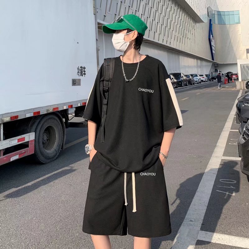 bộ thể thao nam Sọc thời trang đồ bộ thể thao nữ from rộng đồ bộ nam mùa hè phong cách Hàn Quốc bộ quần áo nam ulzzang sét bộ thể thao